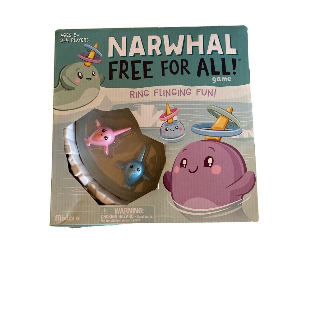Mixlore Narwhal Free For All Game Blue Pink Ring Flinging Action Game